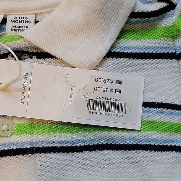 JANIE AND JACK WHITE STRIPED POLO, SIZE 3-6 MONTHS - NEW! - Picture 3 of 6